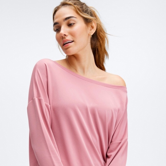 Fabletics Womens Terra pink‎ eco sleek boat neck pull over size L EUC - Picture 1 of 7